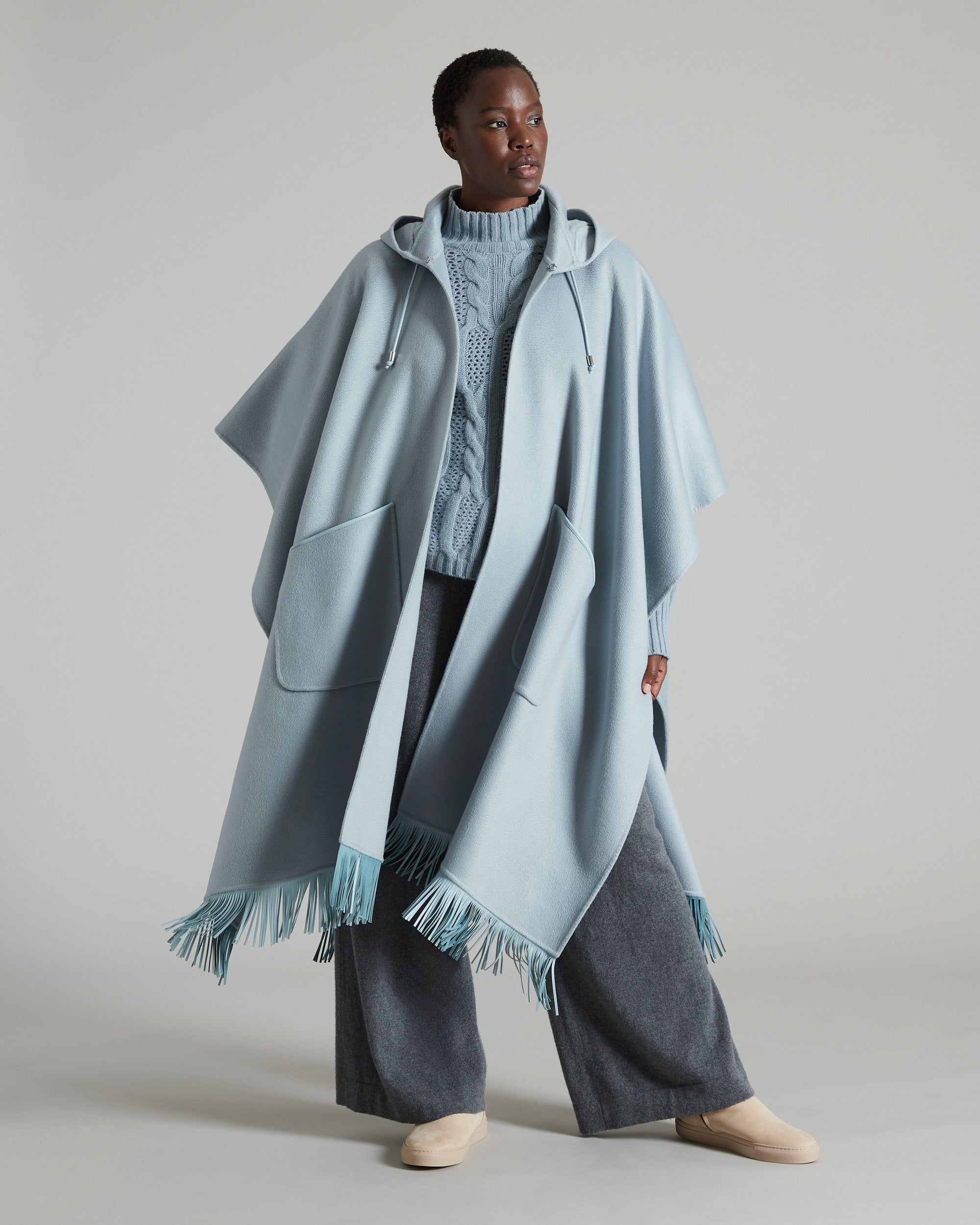 Light blue double cashmere outerwear