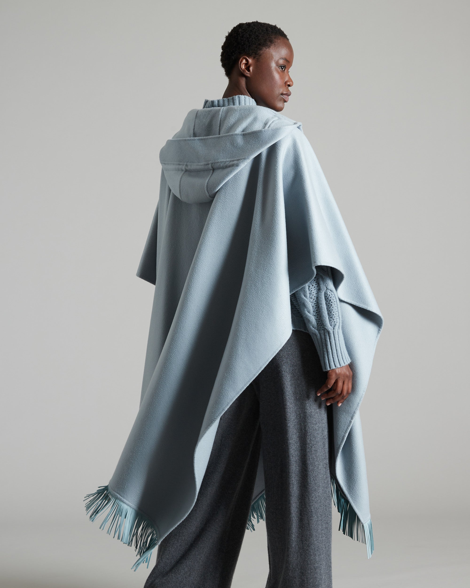 Light blue double cashmere outerwear