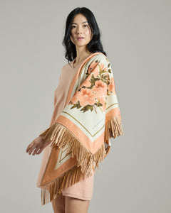 Azalea-print Cashmere Triangle Shawl