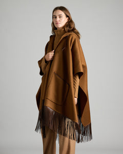 Brown Cashmere Cape with Fringes 2