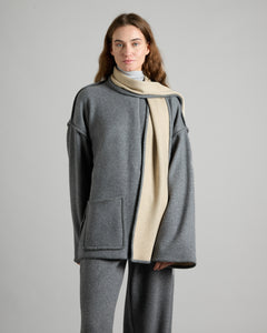 Gray kid cashmere fleece overshirt 2