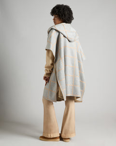 Cape with embroidery in two-tone double Cashmere
