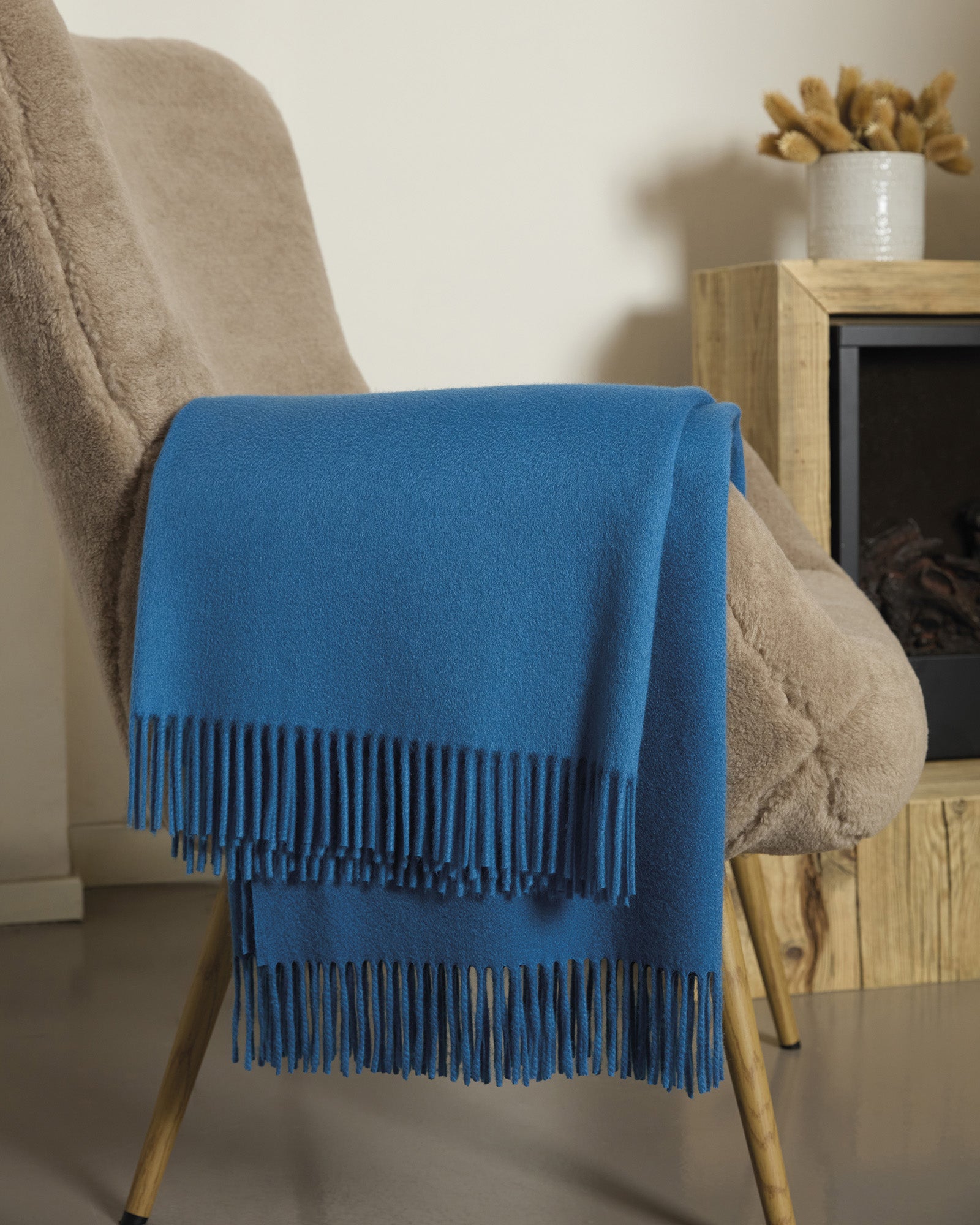 Blue pure cashmere plaid cm. 140X115 2