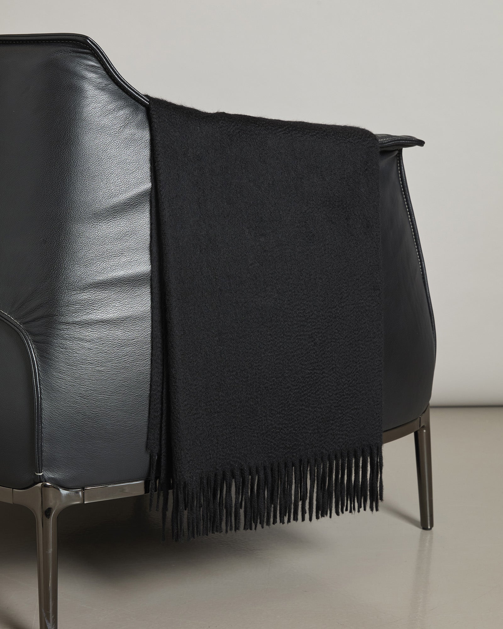 Black pure cashmere plaid