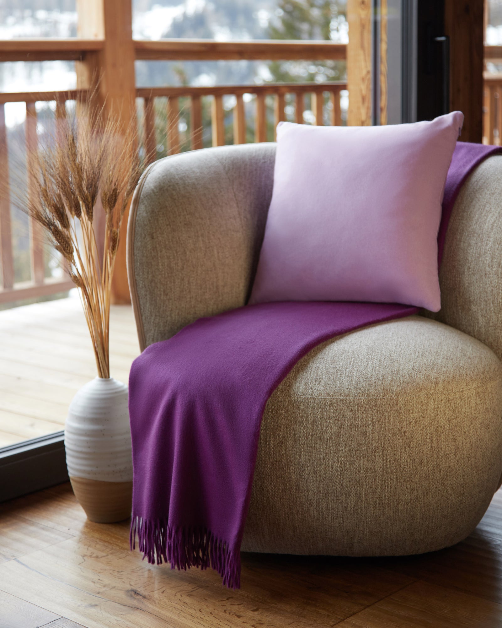 Purple pure cashmere plaid