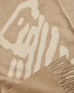 Beige pure cashmere plaid with logo 3