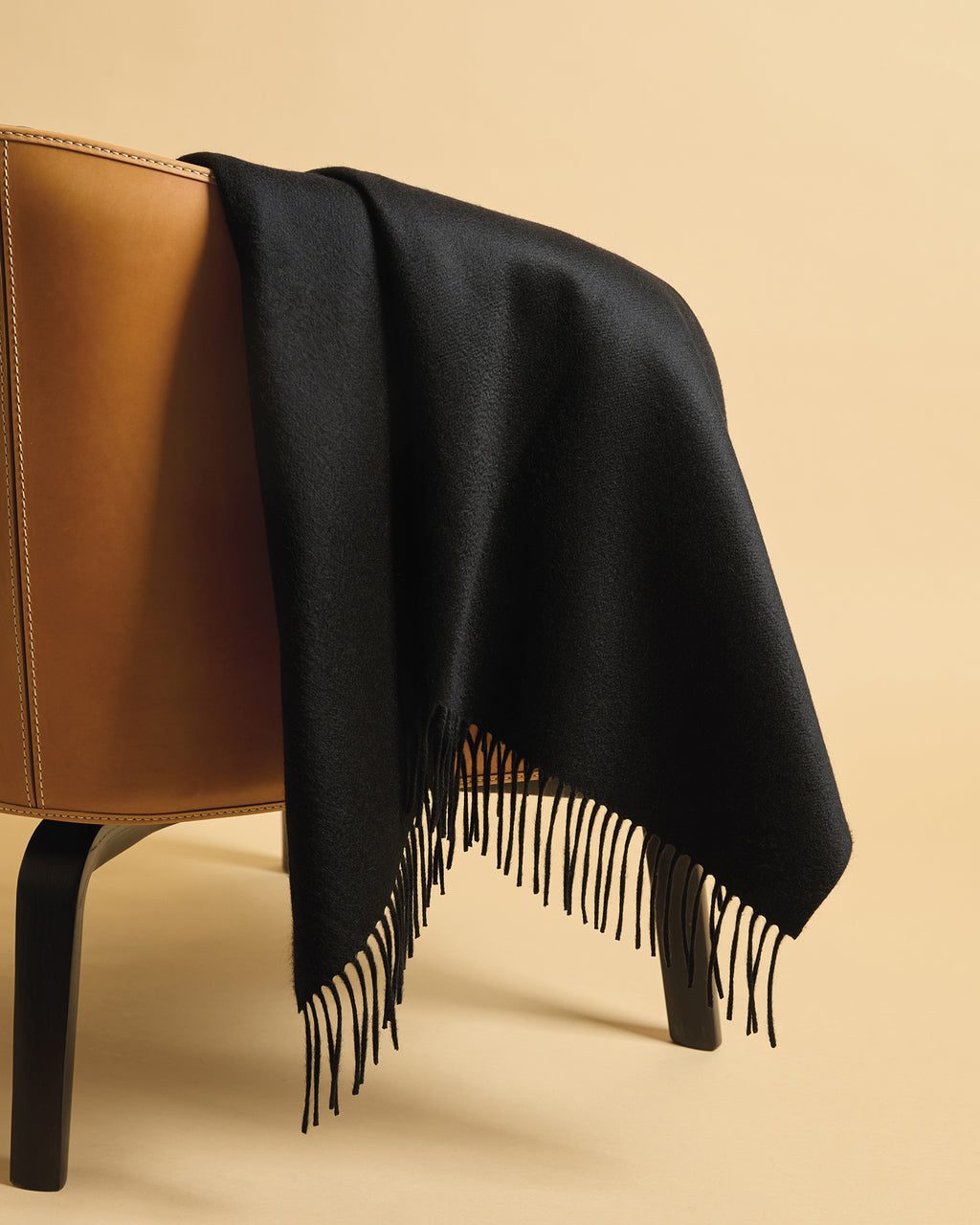 Black pure cashmere plaid