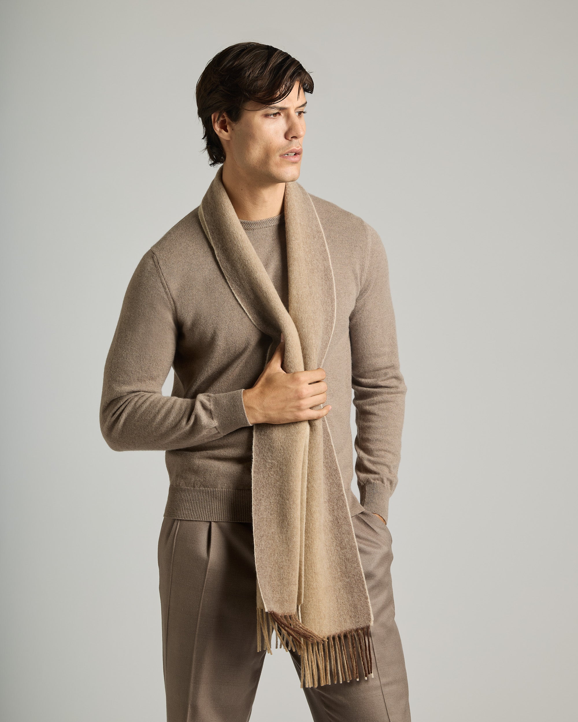 Beige Pure Cashmere Scarf