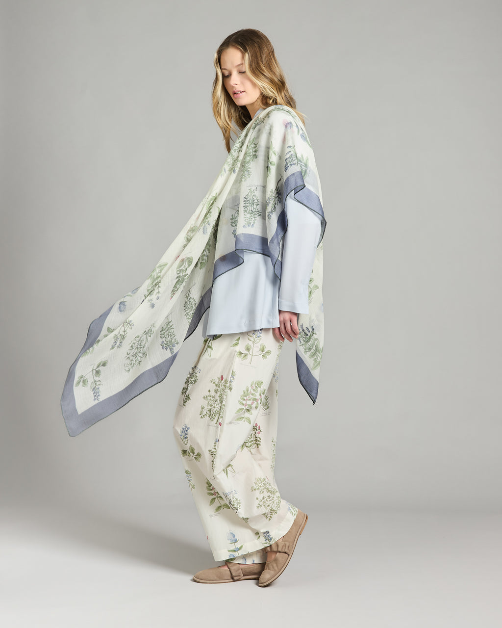 Herbarium Print Cashmere and Silk Stole