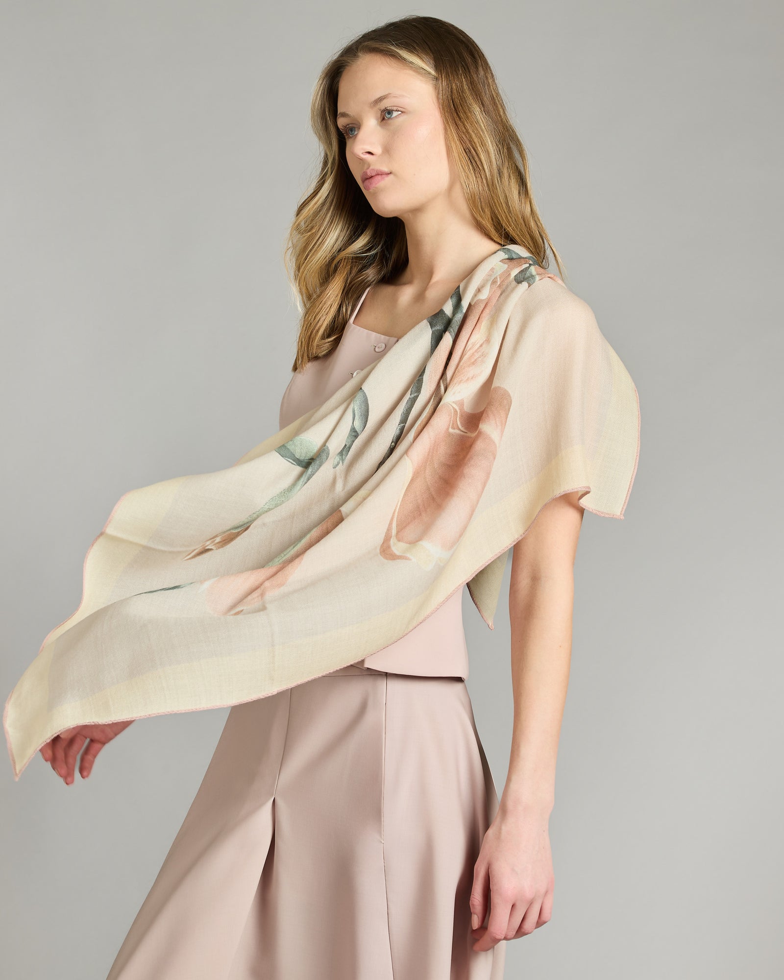 Pink magnolia cashmere-silk stole