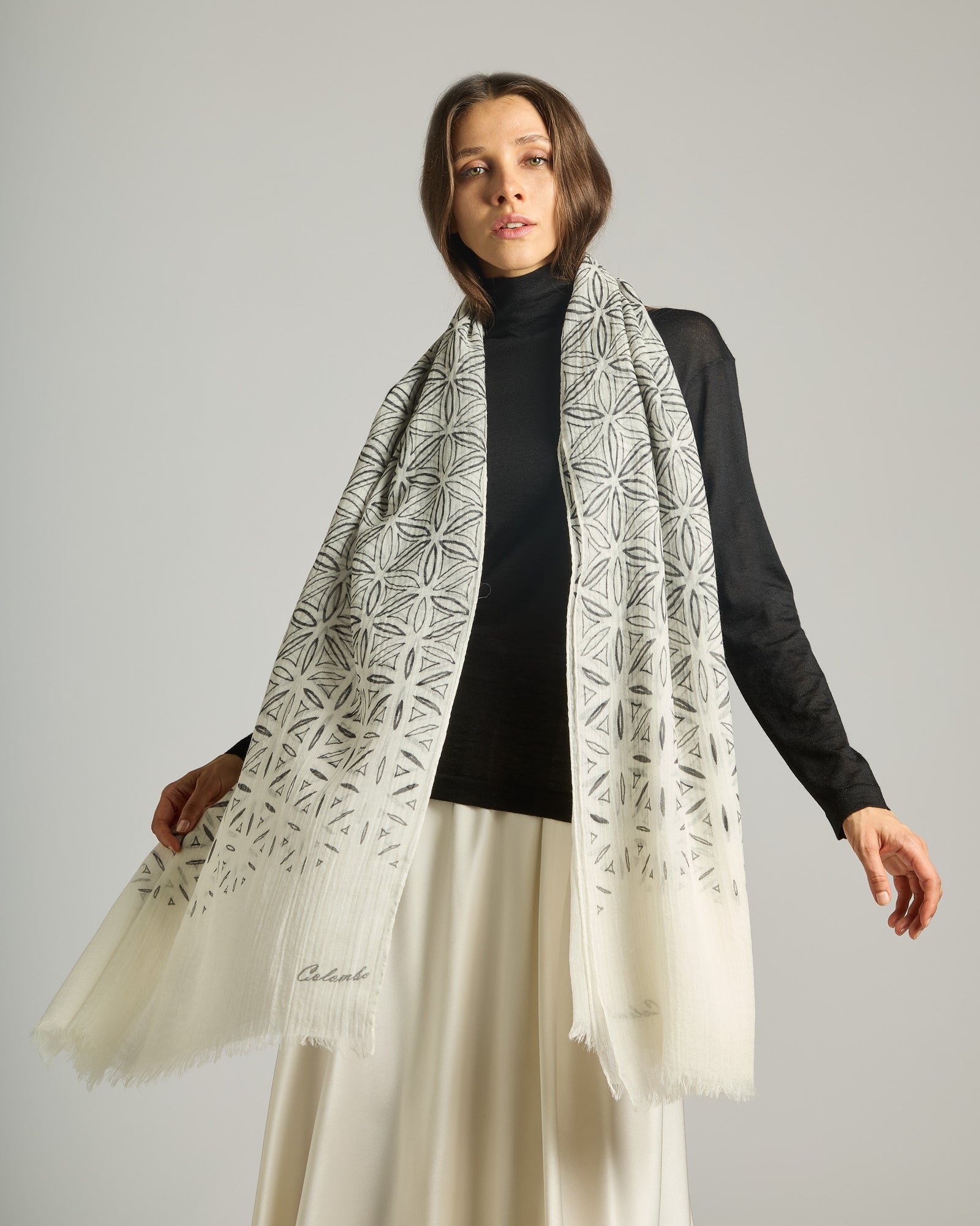 Hellebore  Print Cashmere and Silk Stole