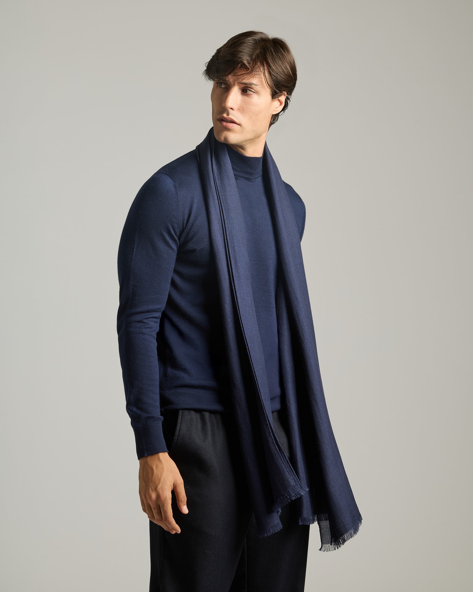 Blue cashmere and silk stole