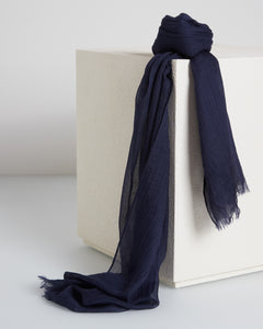 Blue cashmere and silk stole 70x200 cm
