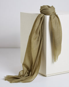 Olive Green cashmere and silk stole