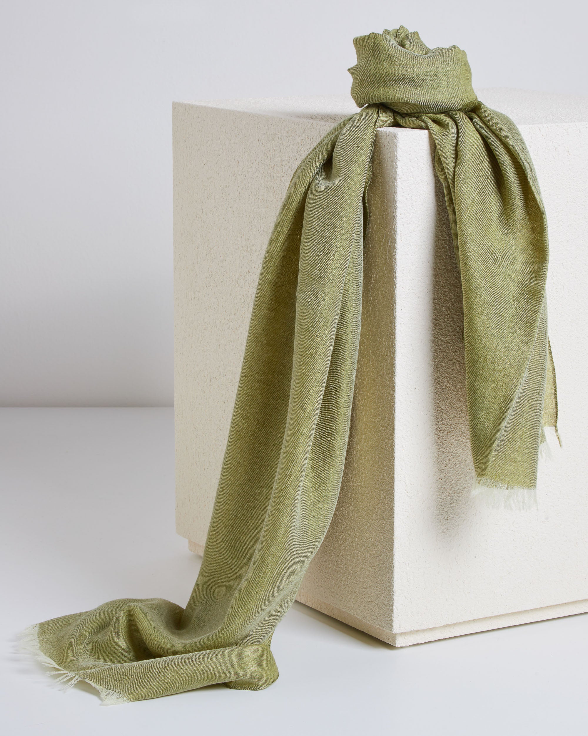 Sage green cashmere-silk stole