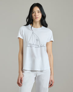 T-Shirt mit Rundhalsausschnitt aus Baumwolle mit gesticktem Logo