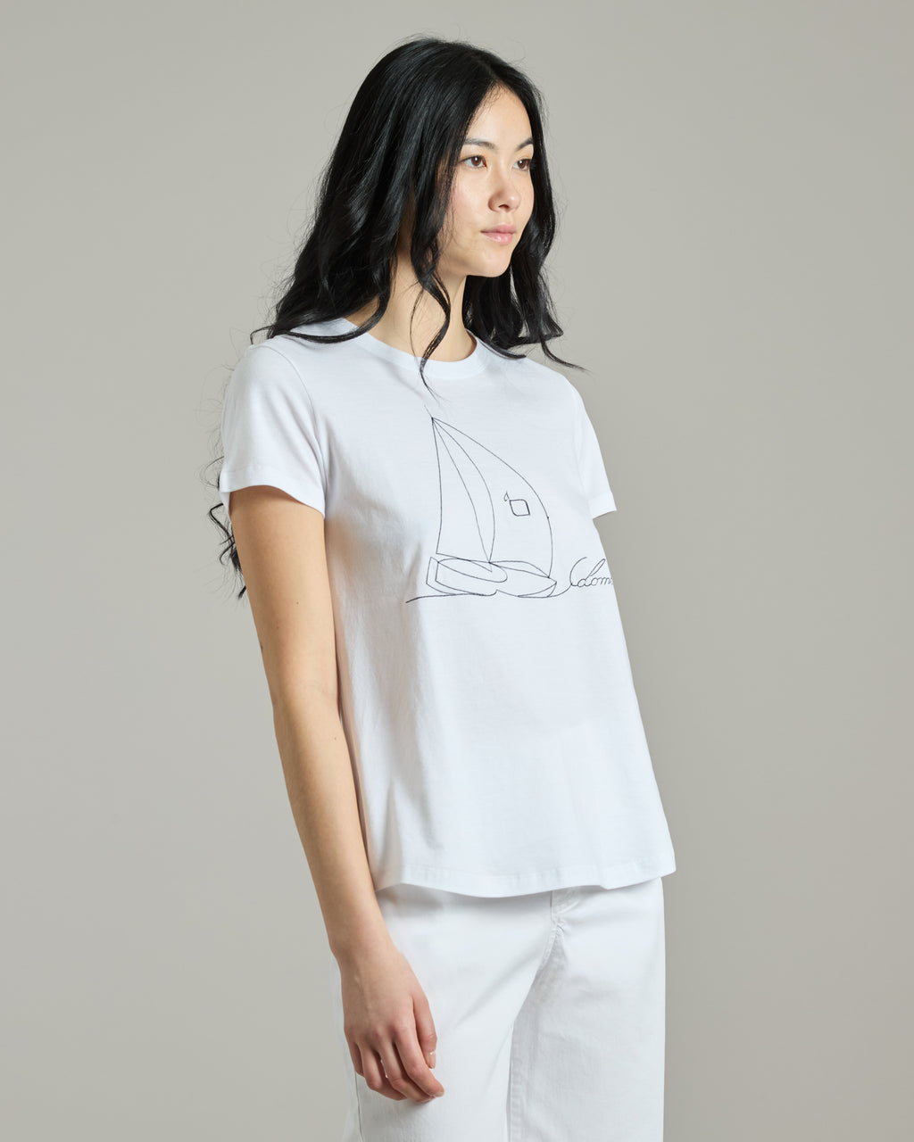 Cotton crewneck t-shirt with embroidered logo