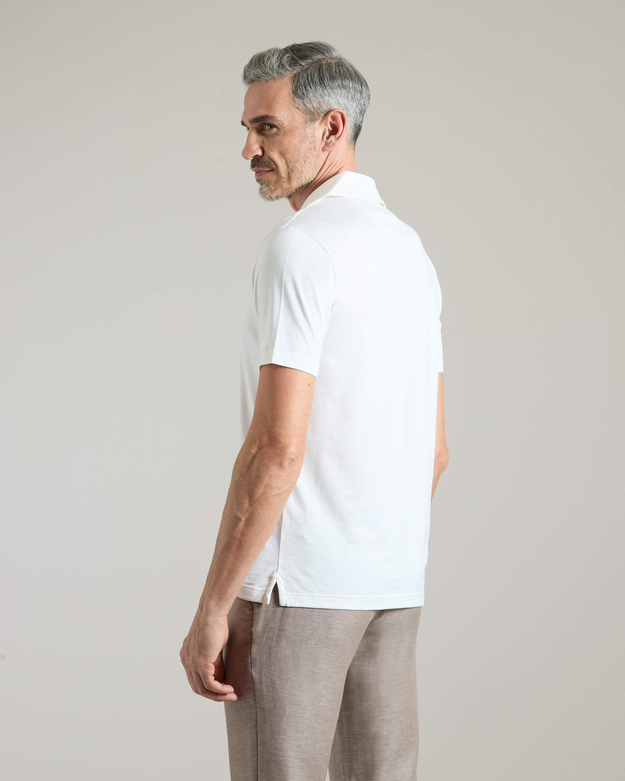 Jersey in Silk and Cotton Polo shirt in white