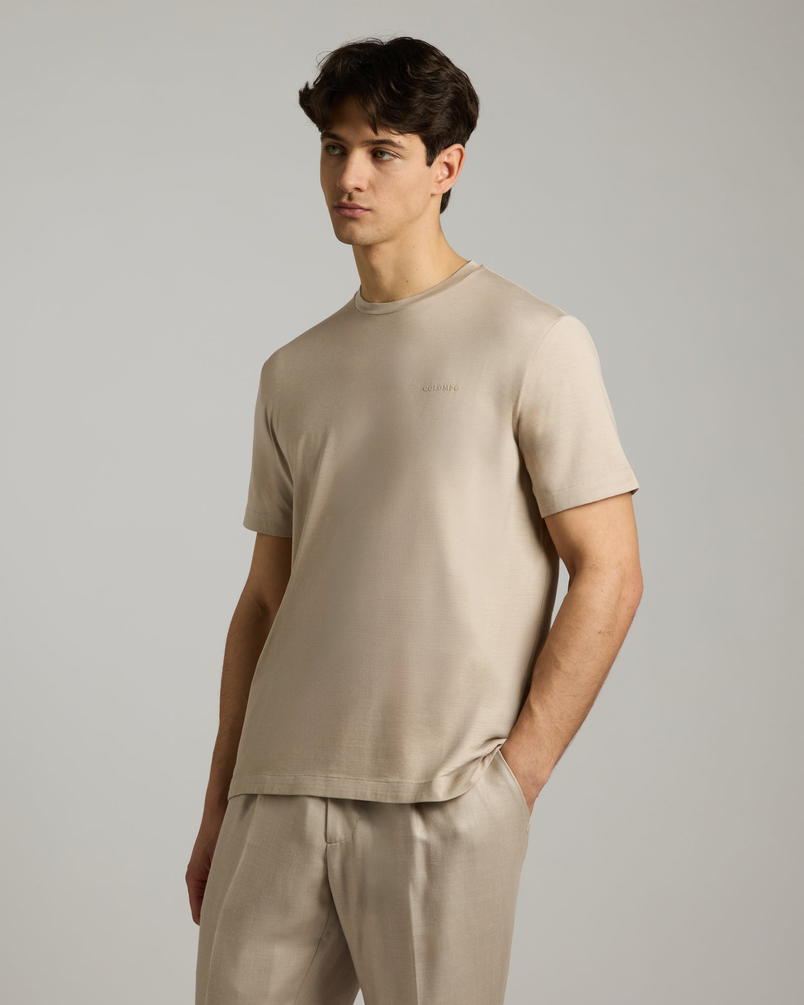 Crew Neck Cotton and Silk T-Shirt